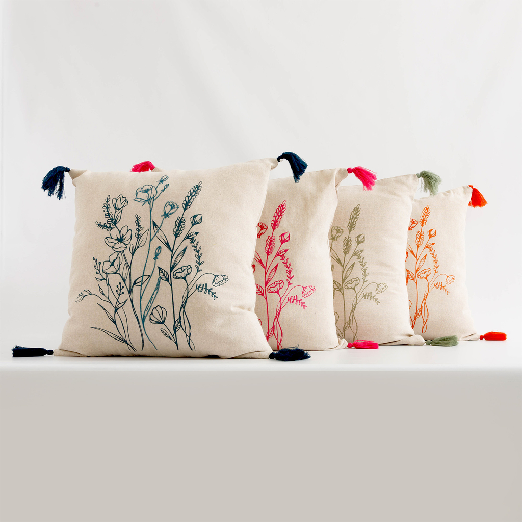 Dekoračná obliečka so strapcami modrá FLORIA 45x45 cm