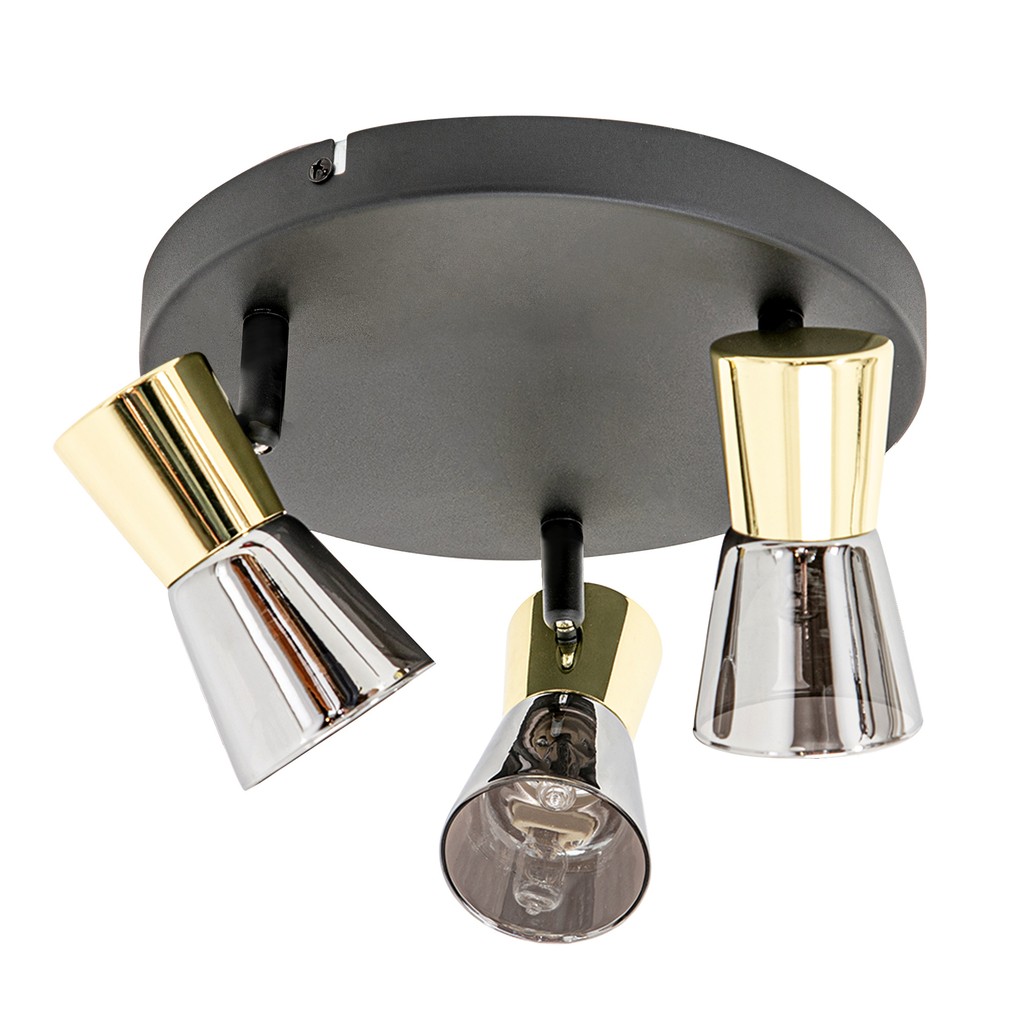 Stropné svietidlo 3-bodové čierno-zlaté CENTO 30 cm