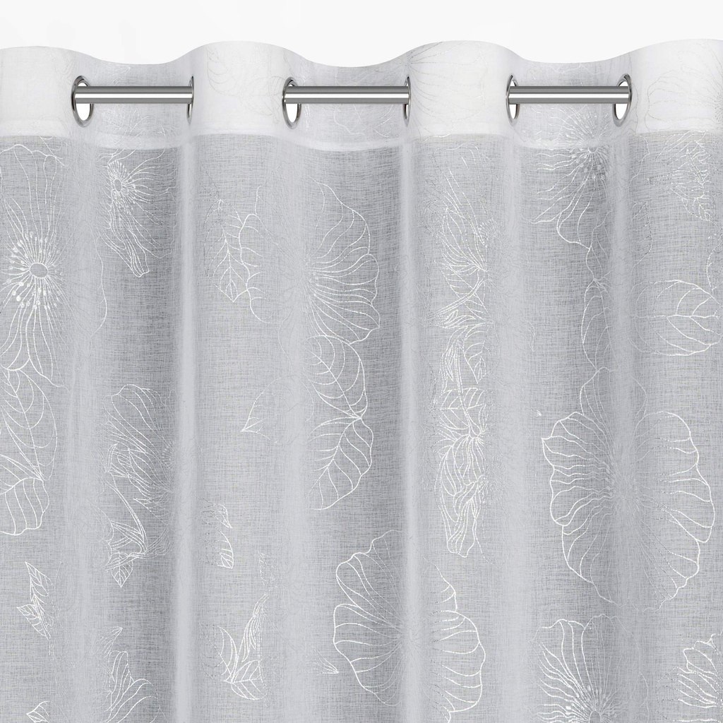 Záclona s priechodkami bielo-strieborná SAGI 140x250 cm
