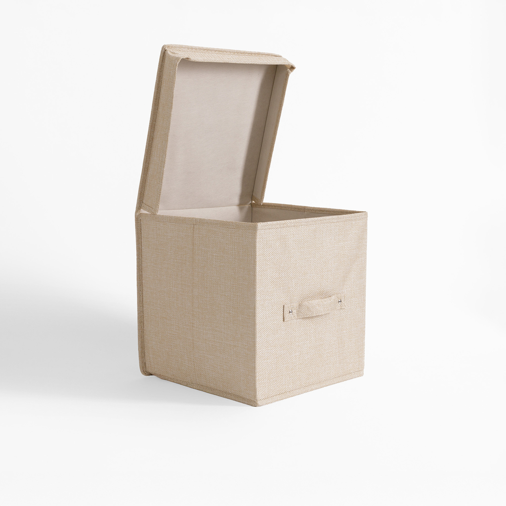 Skladací box s vekom v béžovej farbe 28x28x28 cm