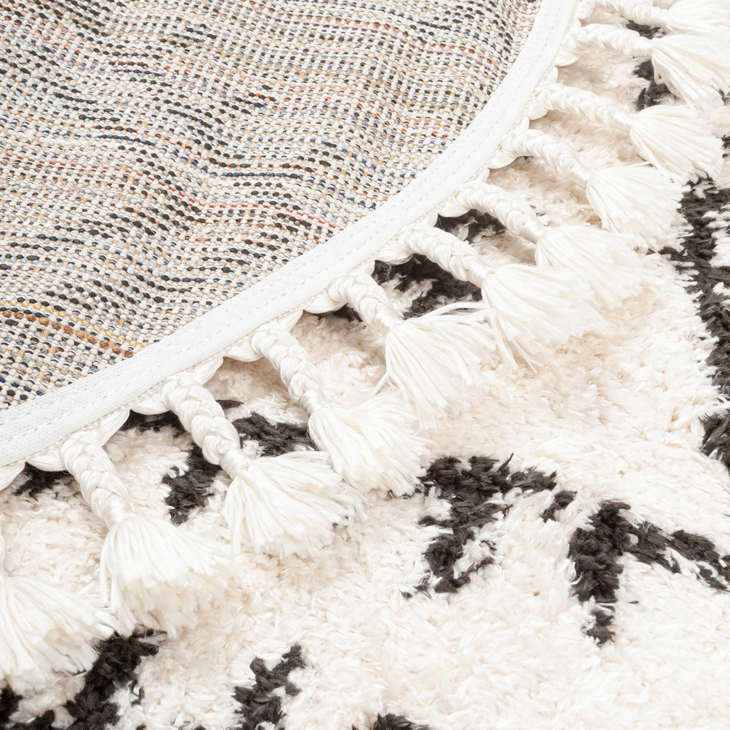 Okrúhly koberec čierno-biely HABAR 120 cm