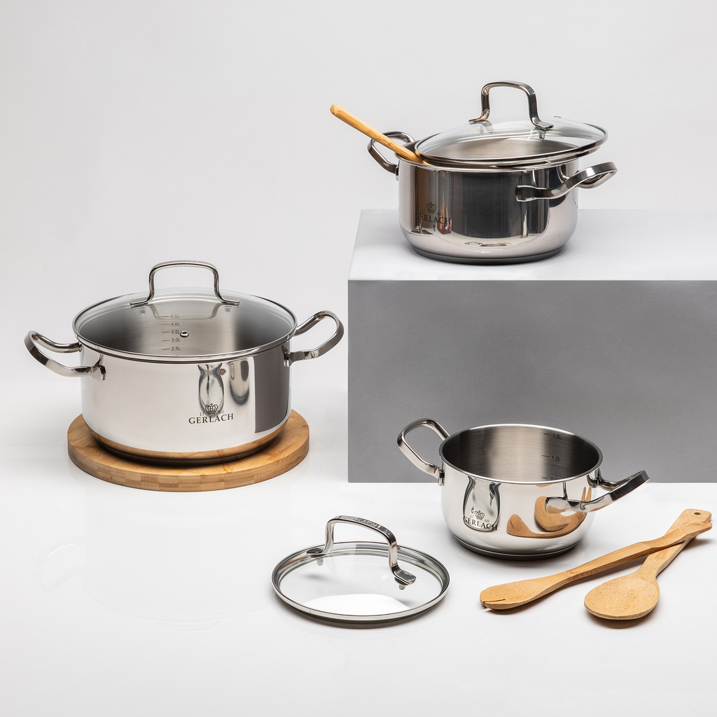 Sada 3 hrncov z nehrdzavejúcej ocele SIMPLE