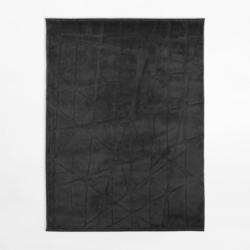 Geometrický koberec ACTION, čierny, 120x160 cm