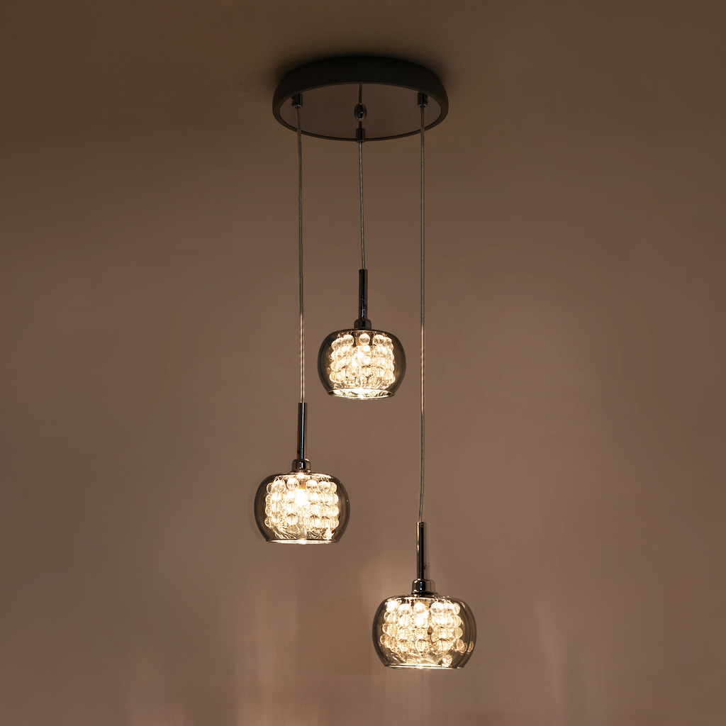 Závesné svietidlo glamour s okrúhlym stropným krytom CRYSTAL