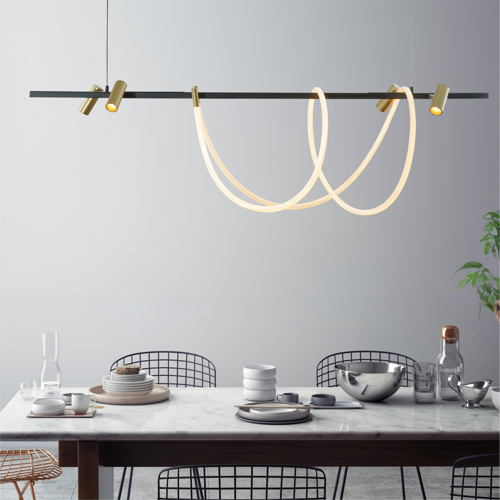 LED závesné svietidlo čierno-zlaté 150 cm BALBO s diaľkovým ovládaním