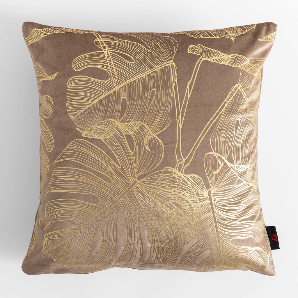 Obliečka na vankúš s motívom monstery béžovej farby AMBRO 45x45 cm