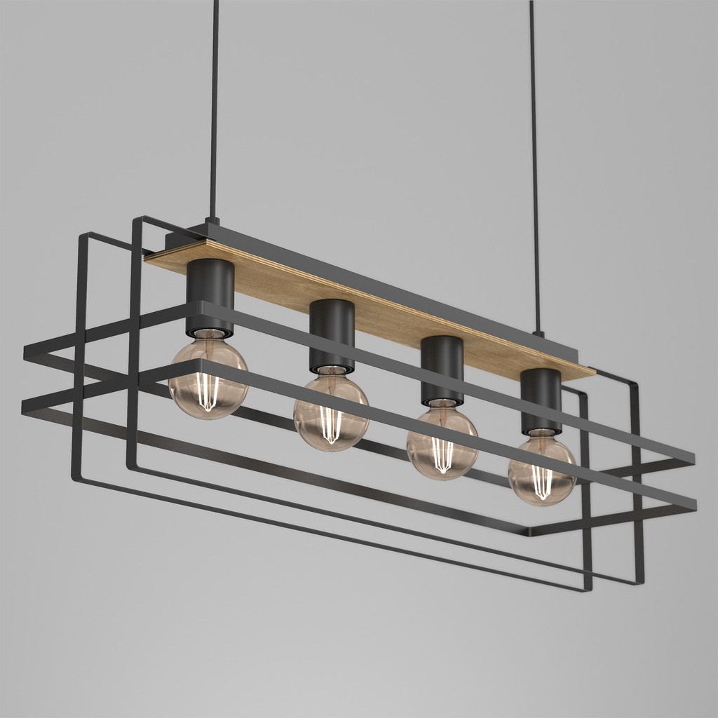 Závesné svietidlo čierny kov/svetlé drevo KORTEZ IV