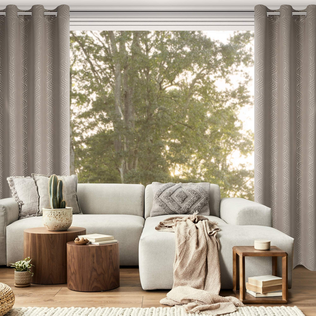 Záves na priechodkách v béžovej a sivej farbe OLETA 140x250 cm