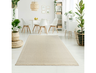 Vlnený koberec WOOL so strapcami svetlobéžový 80x150 cm