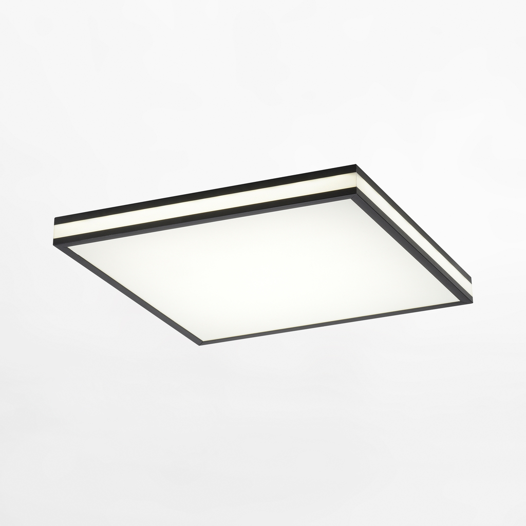 Stropné svietidlo LED RGB čierne MARIO s diaľkovým ovládaním 46,5x46,5 cm