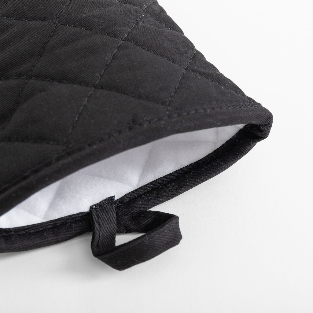 Kuchynská rukavica a podložka pod hrniec s neoprénom, čierna