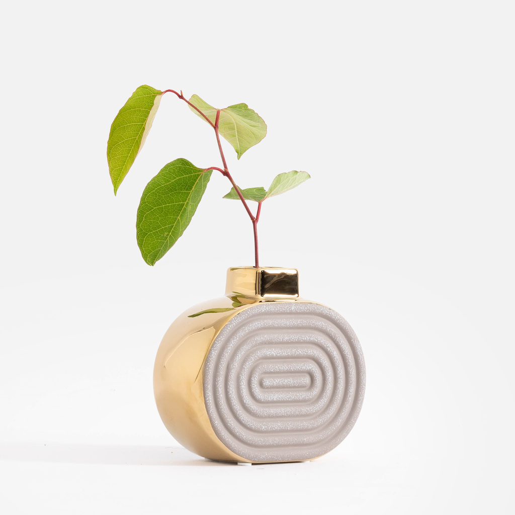 Váza glamour sivo-zlatá 15 cm