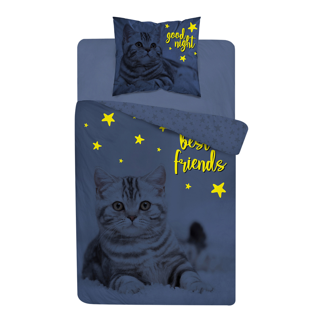 Posteľná bielizeň svietiaca v tme FLUO MAČKA 140 x 200 cm