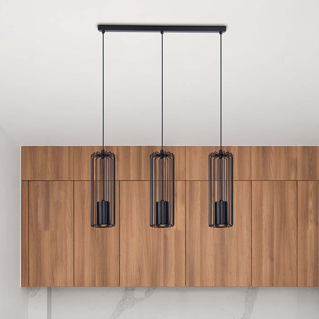 Závesné svietidlo FALCON 3 tienidlá lišta čierna