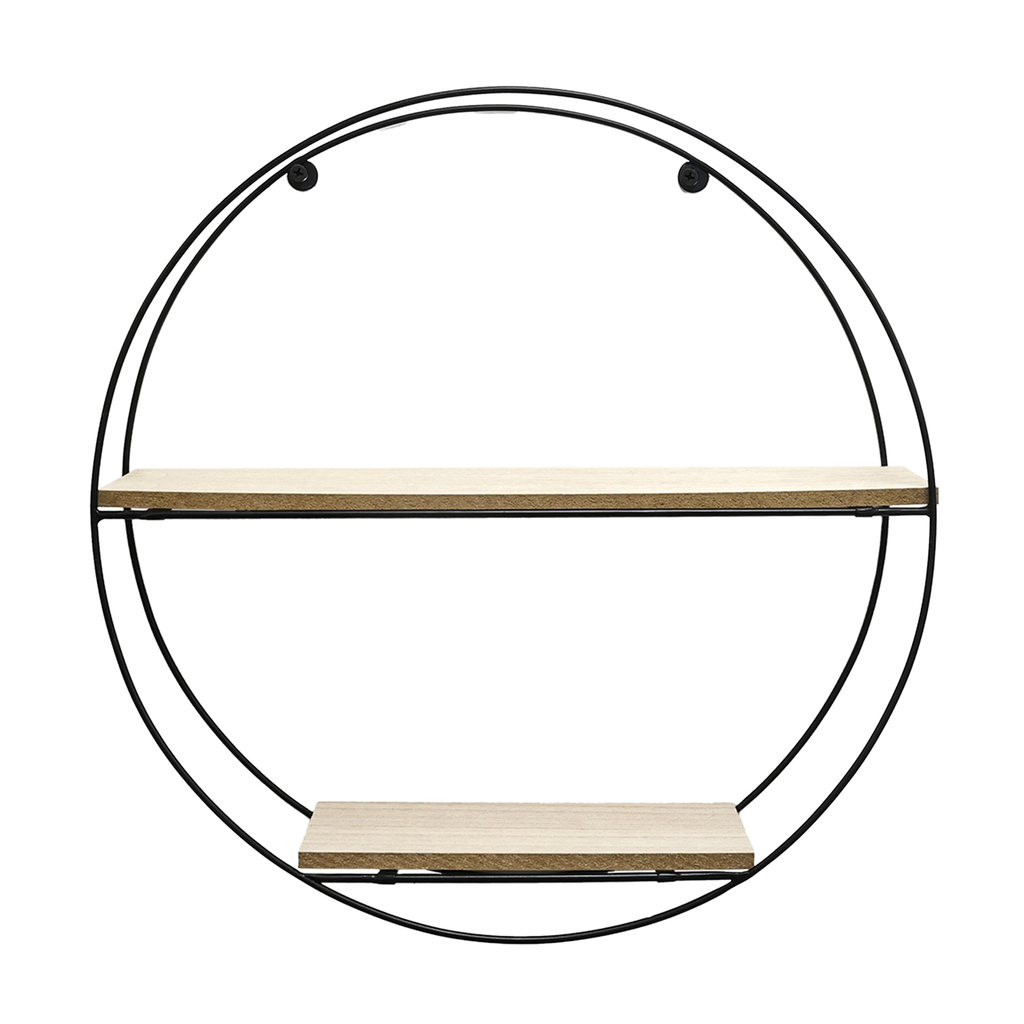 Čierna kovová kruhová polica 40 cm