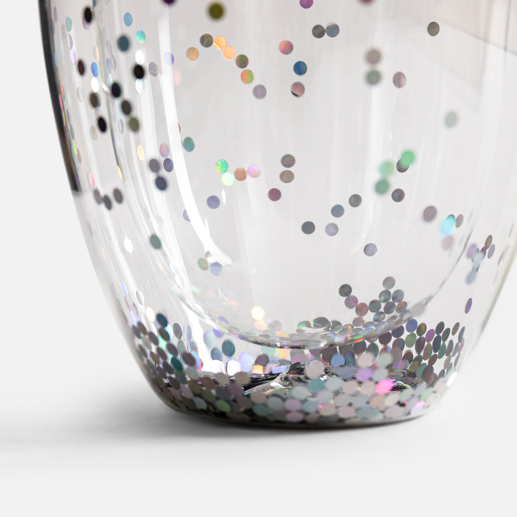 Dvojstenný hrnček so striebornými konfetami 350ml