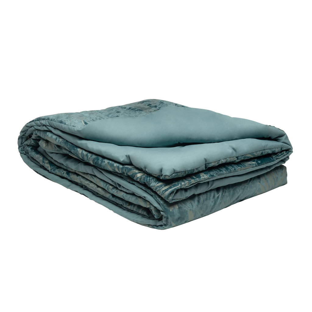 Zelená velúrová vrchná prikrývka TIARA 180 x 200 cm