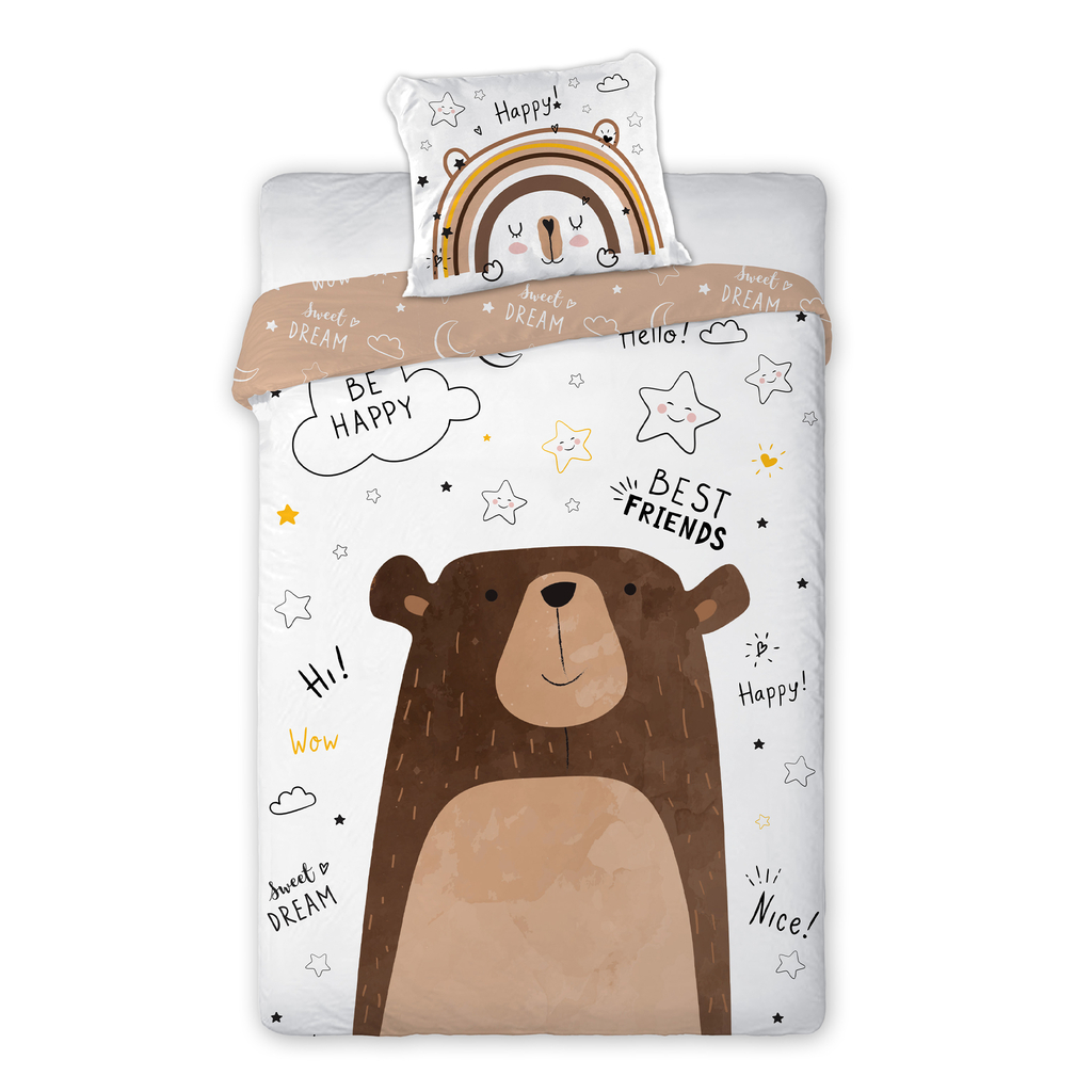 Bavlnená posteľná bielizeň LULULAND MEDVEDÍK 160x200 cm