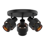 3-bodové čierne matné stropné svietidlo SALERNO