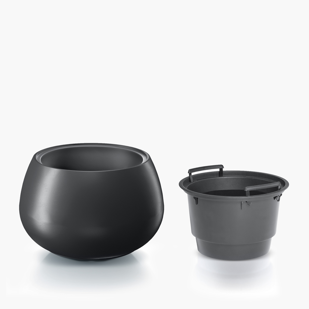 Kvetináč HEOS s vložkou, antracitový 43,6 cm