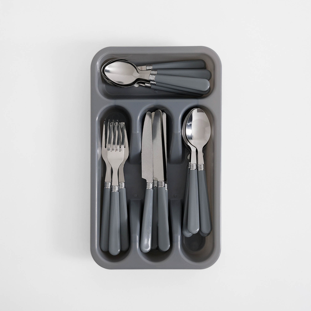 Súprava príborov v sivej farbe LORTIS 24-dielna