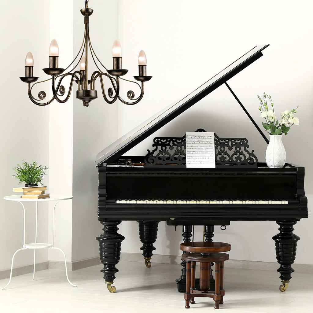 Retro svietnikový luster DONATO čierno-zlatý