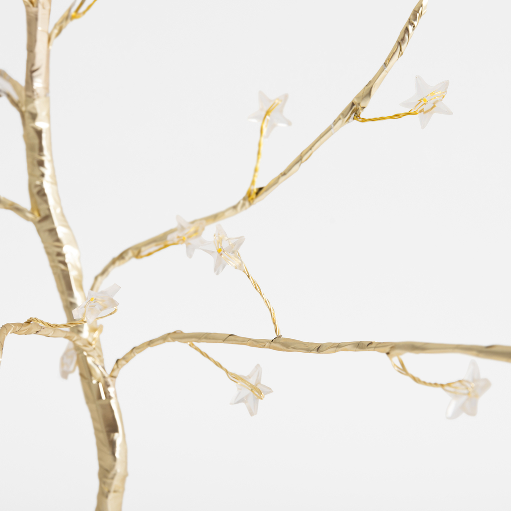 Vianočný svetelný stromček 48 LED 3AA zlatý 45 cm