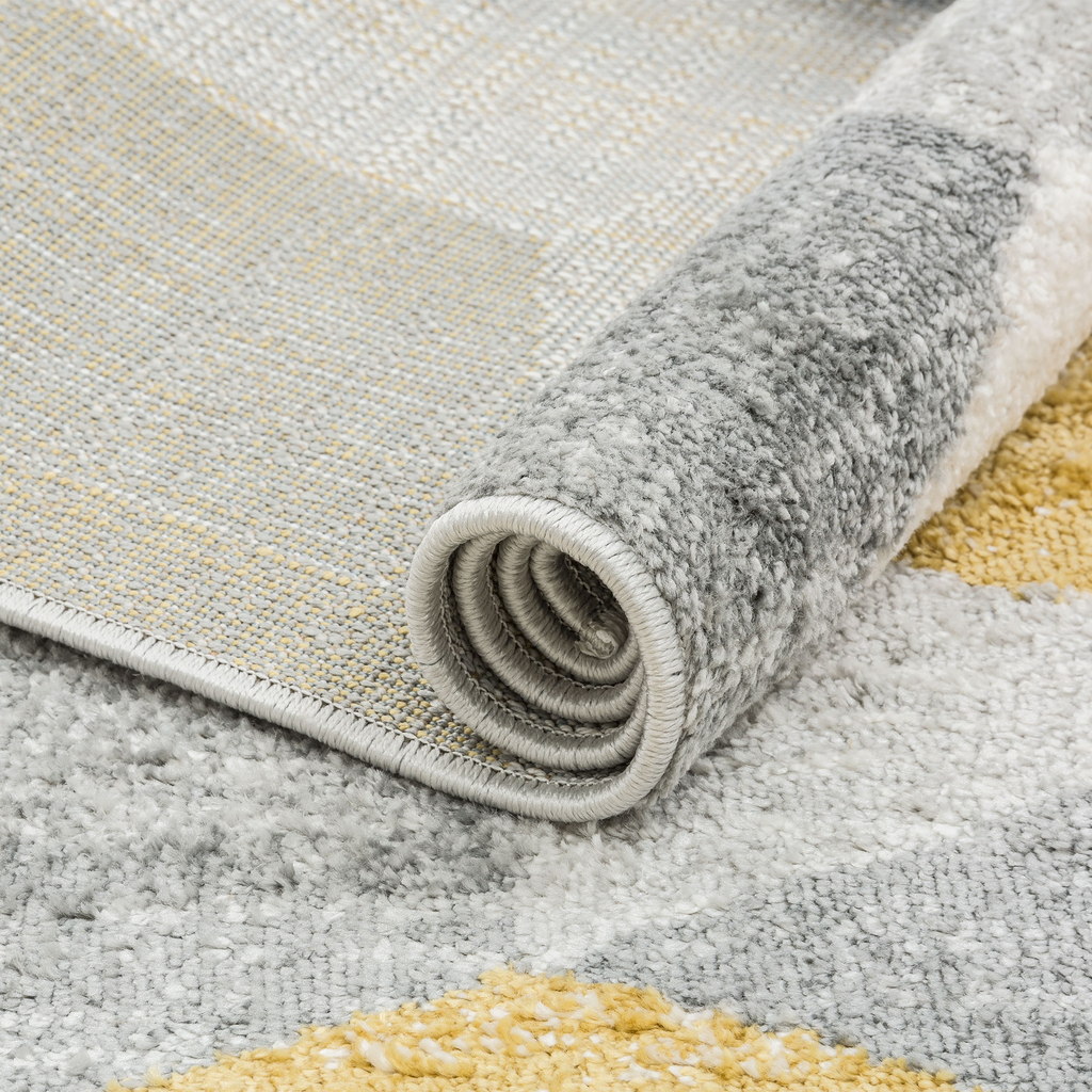 Koberec MILANO do obývacej izby v kosoštvorce, žlto-sivý 120x170 cm
