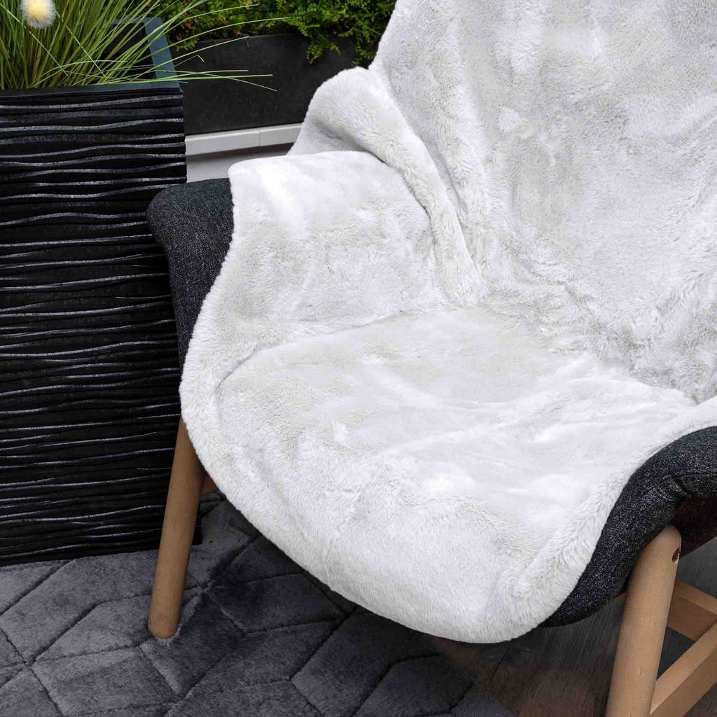 Koberec z umelej kožušiny RABBIT, biely, 60x90 cm