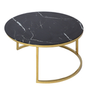 Okrúhly sklenený stolík so zlatým podstavcom MAISY