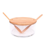 Misa na šalát s drevenou pokrievkou a lyžicami VUISLA 4,5 l