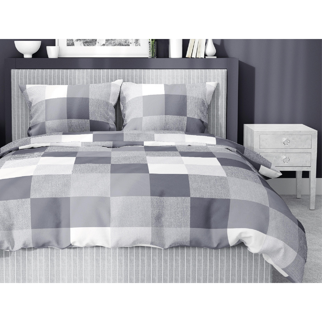 Súprava posteľnej bielizne z bavlneného saténu s geometrickými vzormi ŠTVORCE 220x200 cm