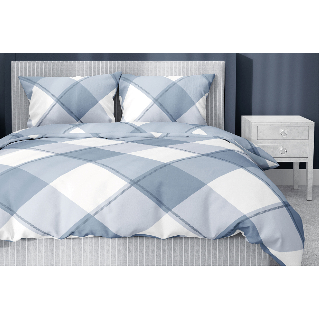 Bavlnená posteľná bielizeň modrá HOME SATIN KÁROVANÁ 160 x 200 cm