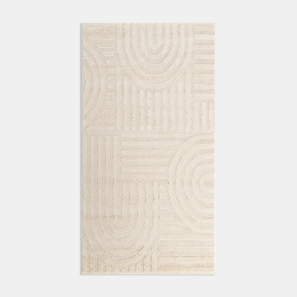 Bielo-krémový koberec geometrický MONTY 80x150 cm