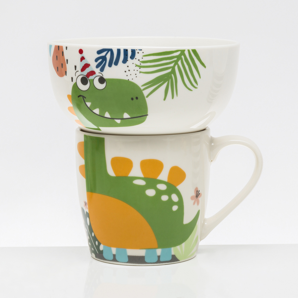 Detská porcelánová raňajková súprava DINO