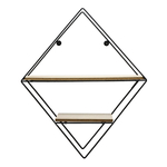 Kovová polica čierna kosoštvorec 46x40 cm