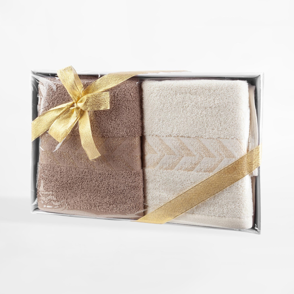 Súprava 2 uterákov krémová/béžová GLOW 50x90 cm