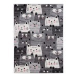 Sivý koberec, mačky HAPPY 120x170 cm