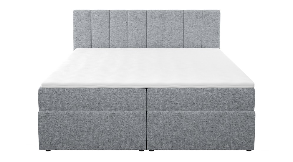 Boxspringová posteľ s topperom sivá PEDRO PU 160x200 cm