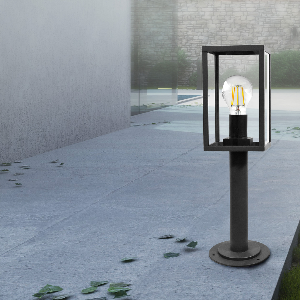 Vonkajšia stojacia lampa nízka grafitová MALMO 48 cm