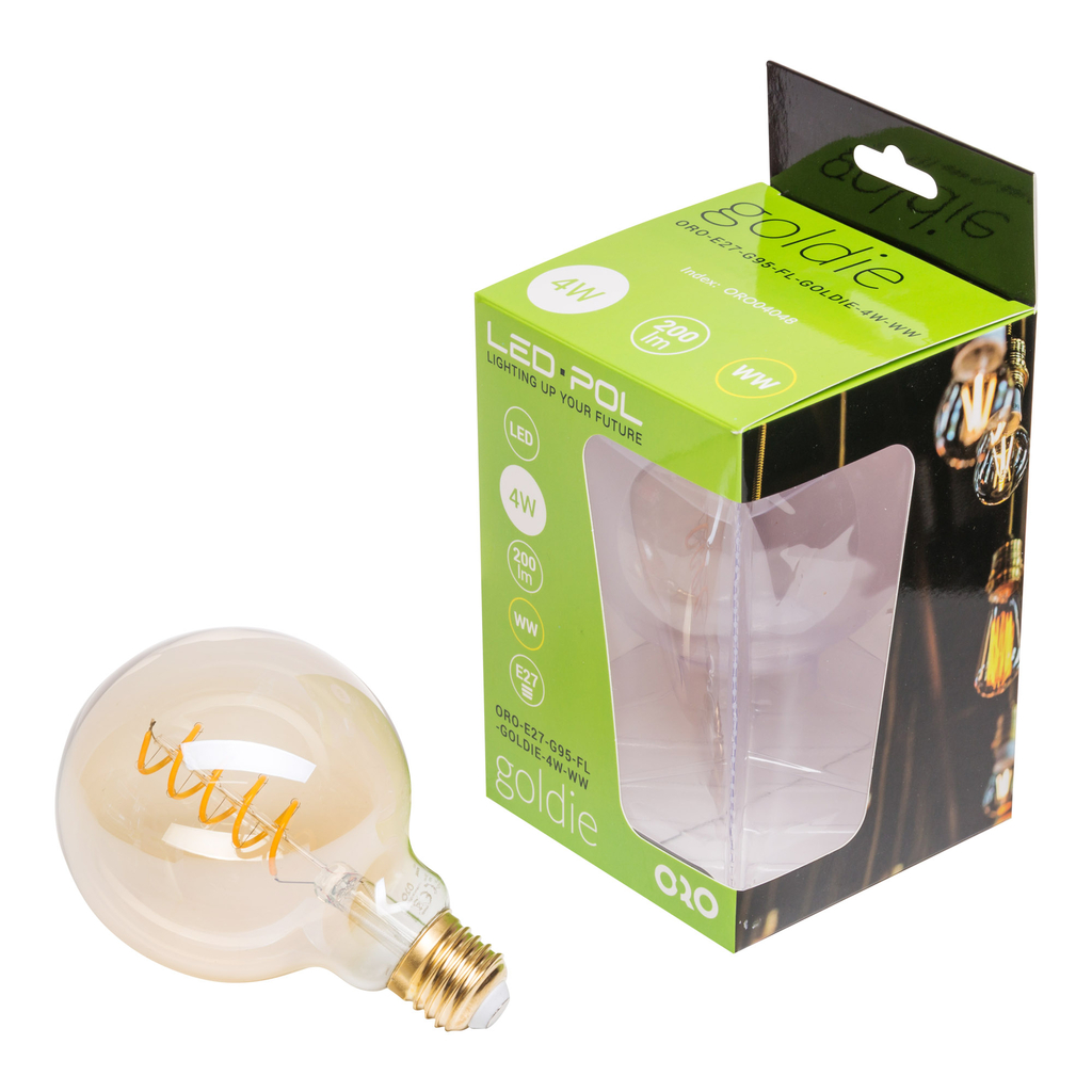 Dekoratívna LED žiarovka E27 4W teplá farba ORO-E27-G95-FL-GOLDIE-4W-WW