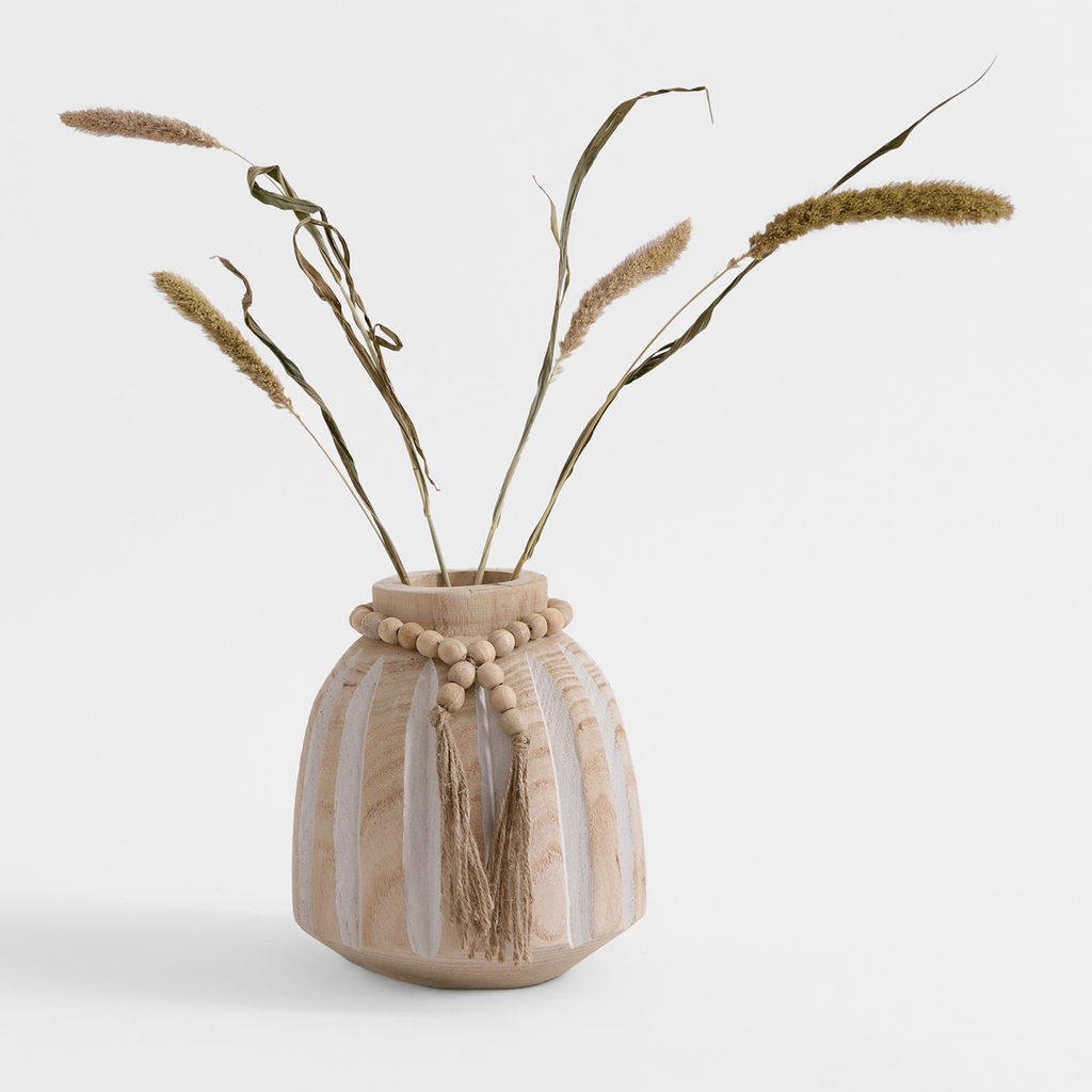 Drevená váza v etno štýle 19 cm