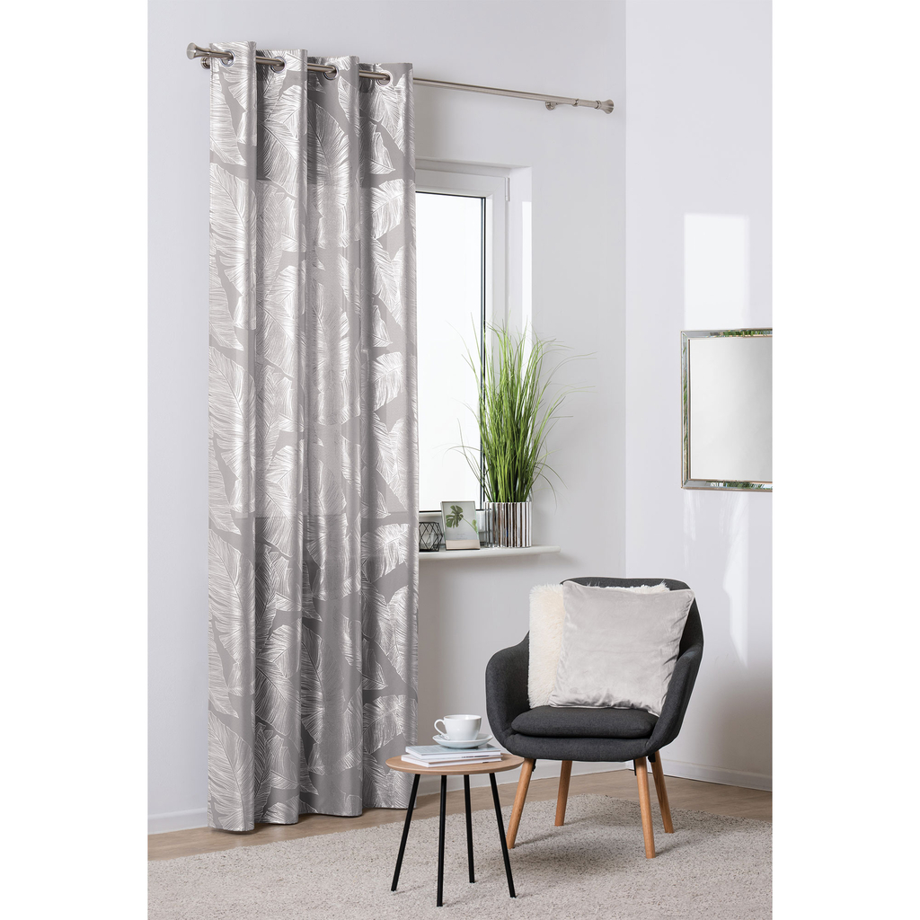 Záves do obývačky na kruhy sivý VANUA 140 x 260 cm