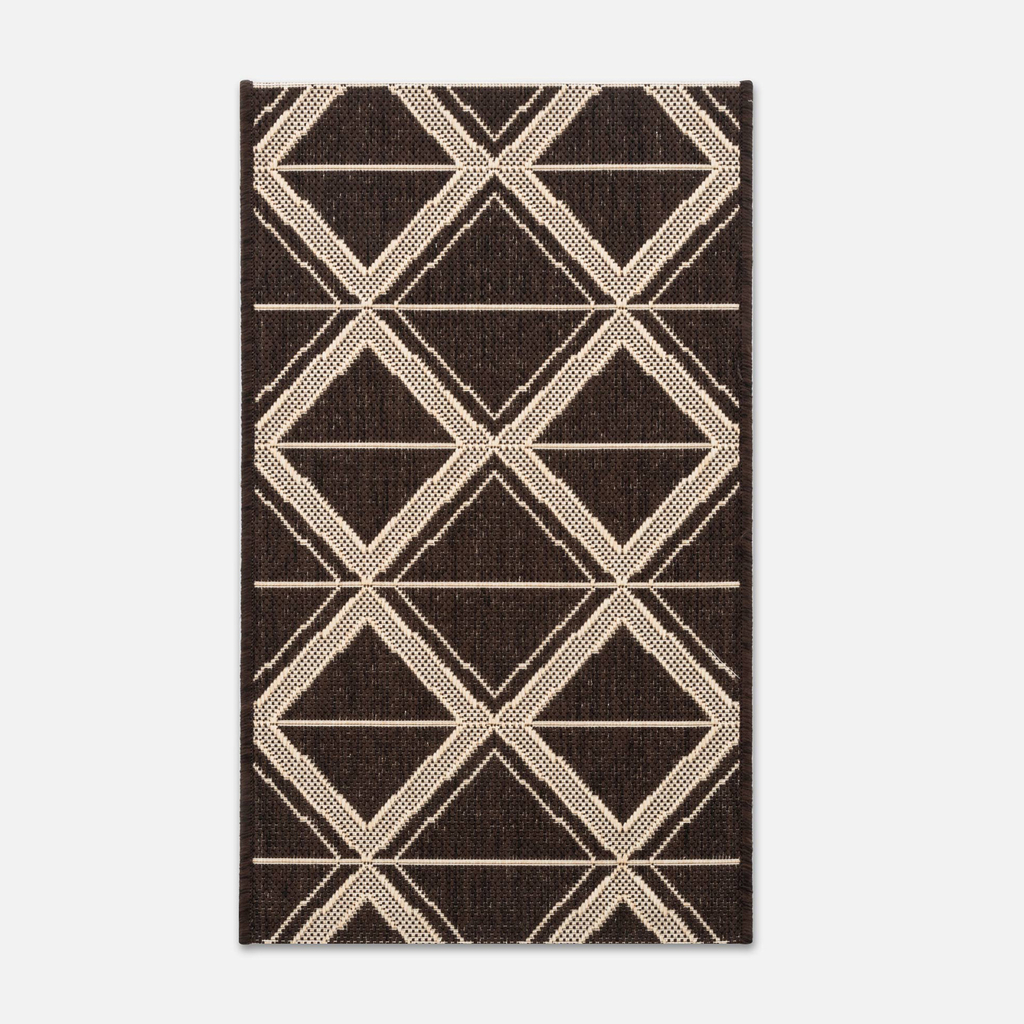 Tmavohnedý koberec s geometrickým vzorom JUTA 60x100 cm