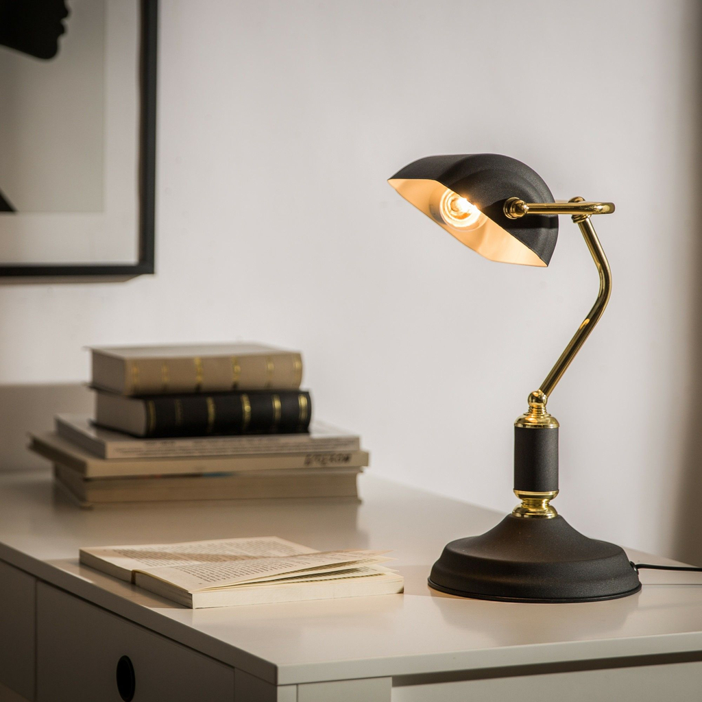ROMA čierno-zlatá retro stolná lampa
