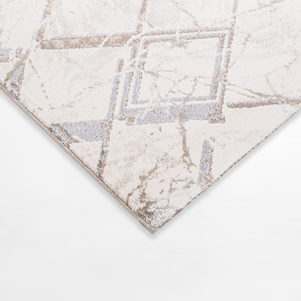 Koberec SPAZZIO s kosoštvorcovým vzorom, krémový, 120x170 cm