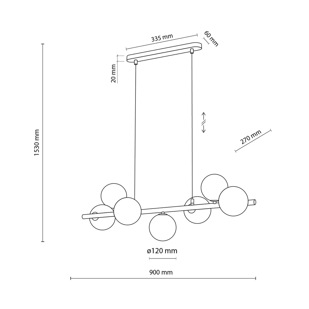 Závesné svietidlo gule čierne ESTERA VII