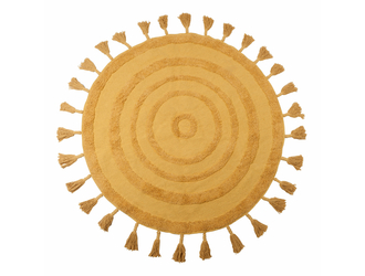 Okrúhly koberec BOHO so strapcami, žltý 100 cm