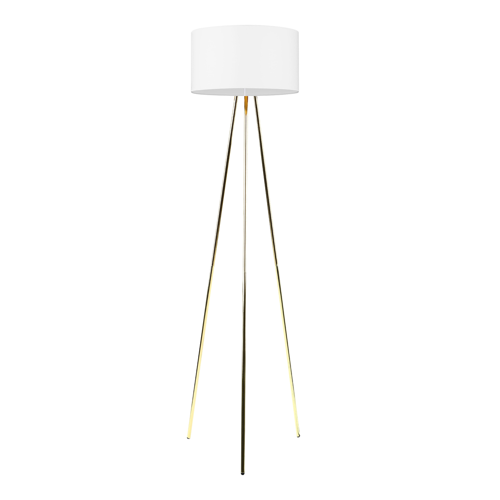 Stojacia lampa UMBERTO zlatá, biele tienidlo