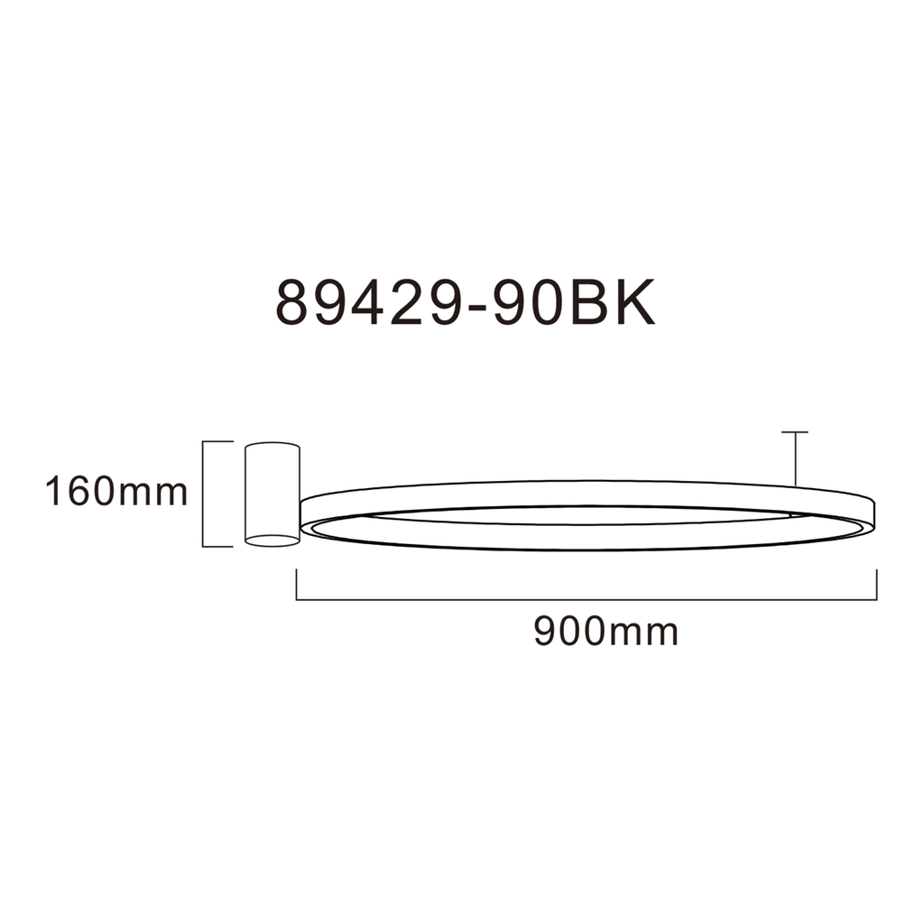 LED stropné svietidlo prsteň čierne HORIK 60 cm